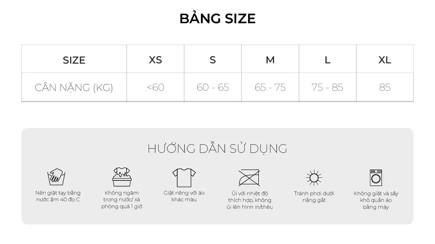 Bảng size bộ bếp và hướng dẫn sử dụng 