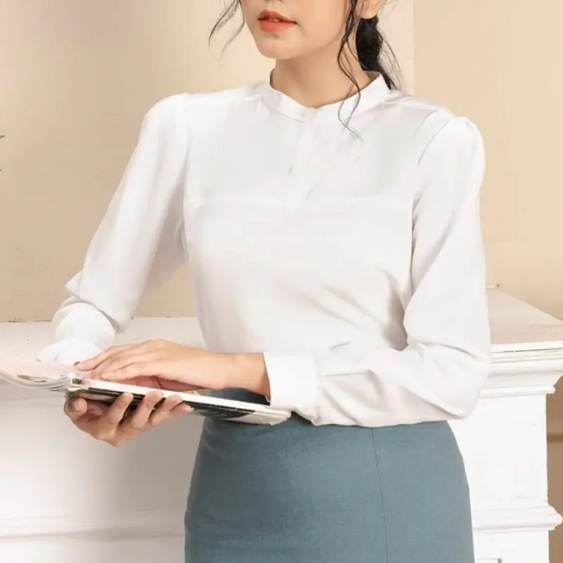 Đồng phục sơ mi nữ cổ tròn